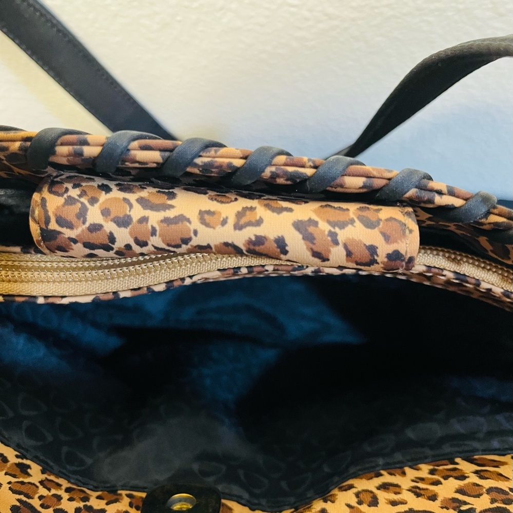 Vintage Liz Claiborne Leopard Animal Print Shoulder Bag Purse Whipstitch NWT - Picture 10 of 12